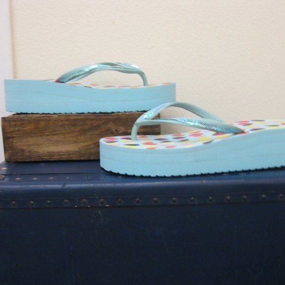 American Eagle Outfitters Shoes - NWOT blue American Eagle AE flip flop wedges 8